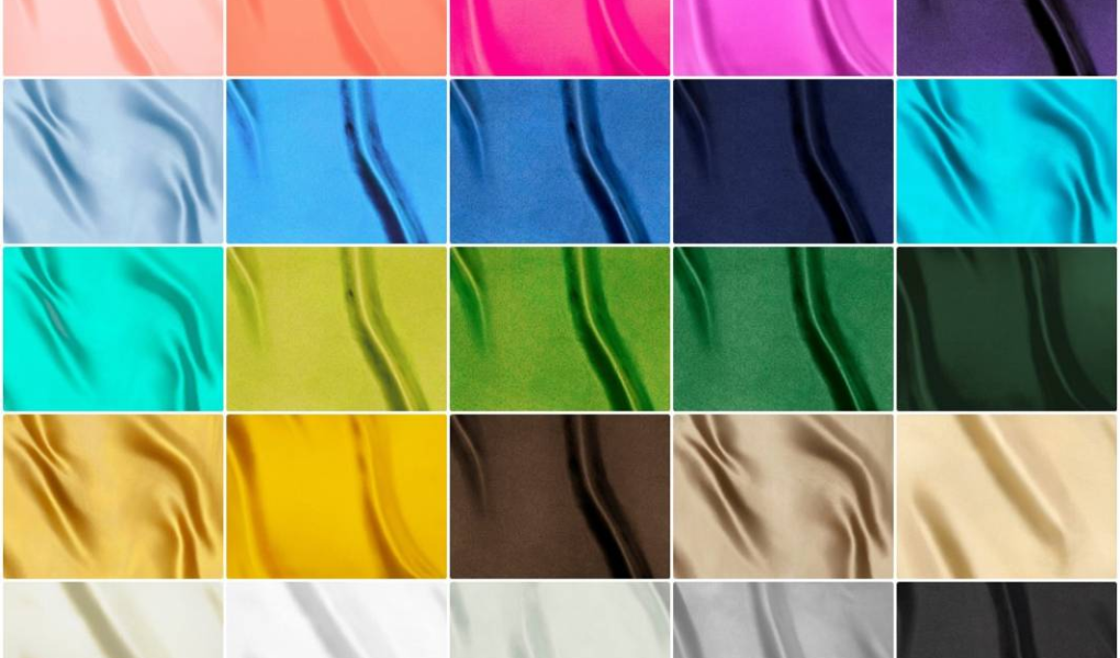 Campionario colori di fodere in raso per abbigliamento sartoriale