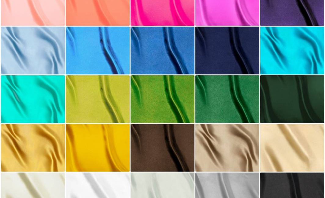 Campionario colori di fodere in raso per abbigliamento sartoriale