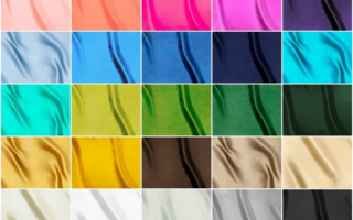 Campionario colori di fodere in raso per abbigliamento sartoriale