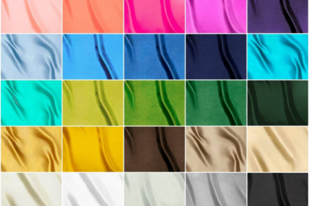Campionario colori di fodere in raso per abbigliamento sartoriale