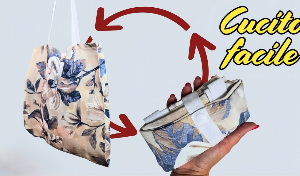 Risultato finale della shopping bag pieghevole fai da te